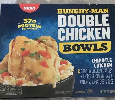 Chipotle Chicken 2 Grilled Chicken Patties + Chipotle Queso Sauce, Onions, Tomatoes & Rice Double Chicken Bowls, Chipotle Chicken