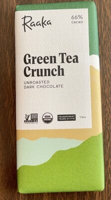 Green Tea Crunch Unroasted Dark Chocolate, Green Tea Crunch