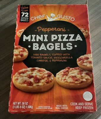 Pepperoni Mini Pizza Bagels Topped With Tomato Sauce, Mozzarella Cheese, & Pepperoni, Pepperoni