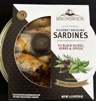 Wild Caught Gourmet Brisling Sardines In Extra Virgin Olive Oil, Mediterranean Style