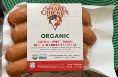Sweet Italian Organic Cooked Uncured Chicken Sausage, Sweet Italian