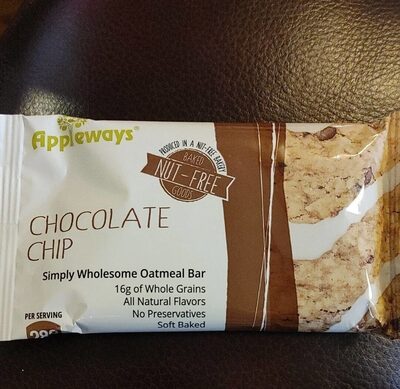Appleways Whole Grain 2.4 oz Soft Oatmeal Chocolate Chip Bar, Individually Wrapped - Each