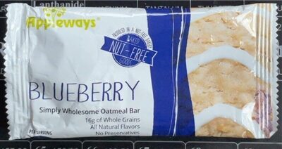 Appleways Whole Grain 2.4 oz Soft Oatmeal Blueberry Bars, Individually Wrapped - Each