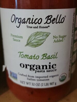 Organic Tomato Basil Pasta Sauce, Tomato Basil