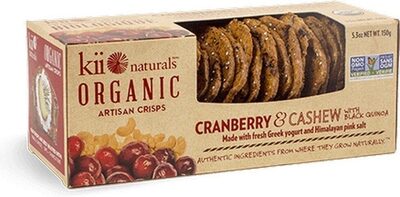 Organic Artisan Crisps, Cranberry & Cashew With Black Quinoa