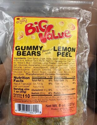Lemon Peel Flavored With Gummy Bears, Lemon Peel