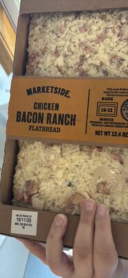 Chicken Bacon Ranch Diced Chicken And Bacon With Ranch Sauce On A Thin Crust Flatbread Pizza, Chicken Bacon Ranch
