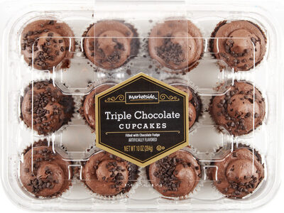 Triple Chocolate Cupcakes Filled With Chocolate Fudge, Triple Chocolate