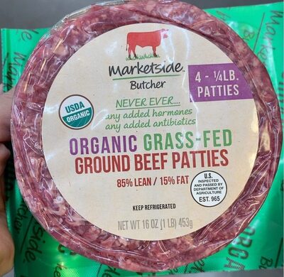 85% Lean/15% Fat Organic Grass-Fed Ground Beef Patties