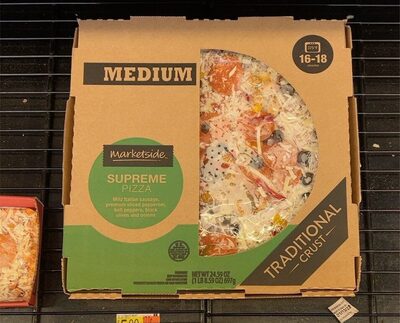 Supreme Mild Italian Sausage, Premium Sliced Pepperoni, Bell Peppers, Black Olives And Onions Traditional Crust Medium Pizza, Supreme