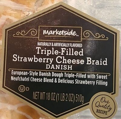Triple-Filled Strawberry Cheese Braid Flavored European-Style Danish Dough Triple-Filled With Sweet Neufchatel Cheese Blend & Delicious Strawberry Filling, Triple-Filled Strawberry Cheese Braid