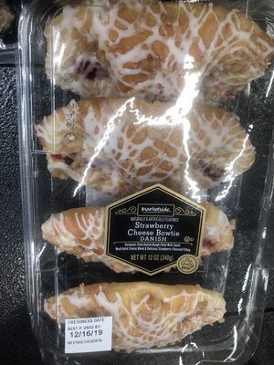 Strawberry Cheese Bowtie Flavored European-Style Danish Dough Filled With Sweet Neufchatel Cheese Blend & Delicious Strawberry-Flavored Filling, Strawberry Cheese Bowtie