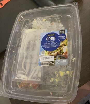 Cobb Salad With Chicken & Bacon Lettuce, Grilled White Chicken Meat, Tomatoes, Cheddar Cheese, Hard Boiled Egg, Bacon With Buttermilk Ranch Dressing, Cobb With Chicken & Bacon