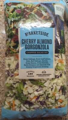 Cherry Almond Gorgonzola Green Cabbage, Green Leaf Lettuce, Kale, Red Cabbage, Carrots, Green Onions, Dried Cherries, Garlic Croutons And Almonds With Creamy Gorgonzola Dressing, Cherry Almond Gorgonzola