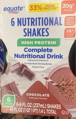 High Protein 20 G Nutritional Shakes, Chocolate, Chocolate