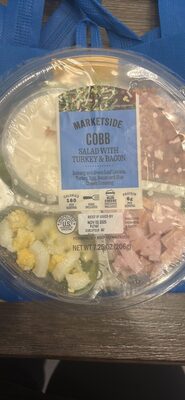 Cobb Salad With Turkey & Bacon Turkey, Bacon Bits, Egg, Crisp Iceberg Lettuce & Green Leaf Lettuce And Blue Cheese Dressing, Cobb Salad With Turkey & Bacon