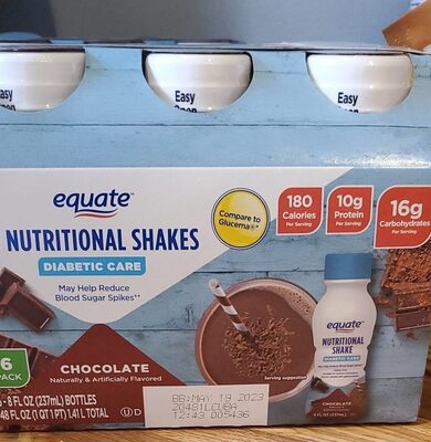 Diabetic Care Protein 10 G, Carbohydrates 16 G Nutritional Shakes, Chocolate, Chocolate