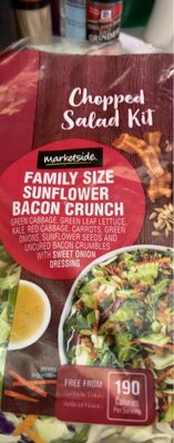 Sunflower Bacon Crunch Family Size Green Cabbage, Green Leaf Lettuce, Carrots, Kale, Red Cabbage, Green Onions, Uncured Bacon And Sunflower Seeds With Sweet Onion Dressing Chopped Salad Kit, Sunflower Bacon Crunch