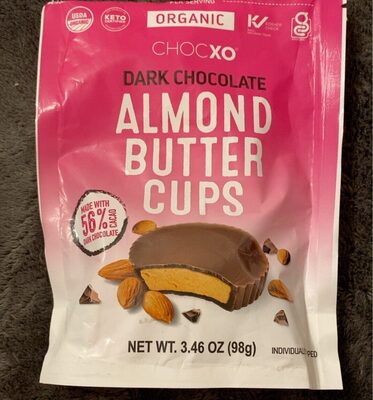 Dark Chocolate Almond Butter Organic 60% Cacao Cups, Dark Chocolate Almond Butter