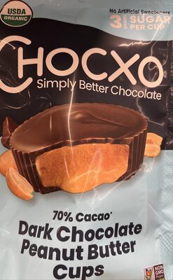 Dark Chocolate Peanut Butter Organic 70% Cacao Cups, Dark Chocolate Peanut Butter