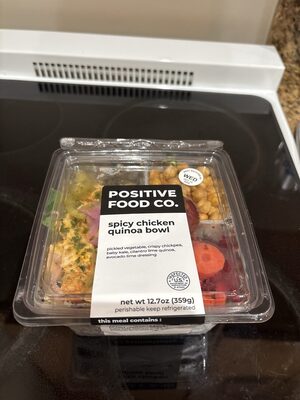 Spicy Chicken Quinoa Spicy Roasted Chicken Breast Herbed Quinoa Salad Pickled Beets, Carrots And Onions Baby Kale, Crispy Chickpeas, Avocado - Lime Dressing Bowl, Spicy Chicken Quinoa
