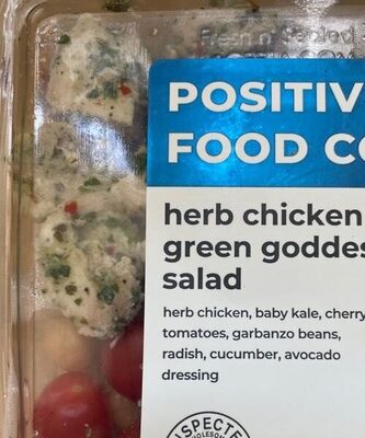 Herb Chicken Herb Roasted Chicken Breast Baby Kale, Cucumbers, Garbanzos Purple Radish, Tomatoes, Green Goddess Dressing, Herb Chicken