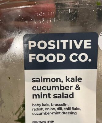 Salmon Kale Cucumber-Mint Baby Kale, Broccolini, Radish, Onion, Dill, Chili Flakes, Cucumber Mint Dressing Salad, Salmon Kale Cucumber-Mint