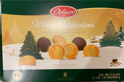 Winter Celebrations Fine Cookies Assortment Coated With Belgian Chocolate, Belgian Chocolate