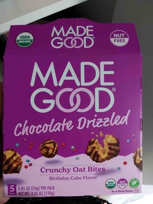 Birthday Cake Chocolate Drizzled Crunchy Oat Bites, Birthday Cake