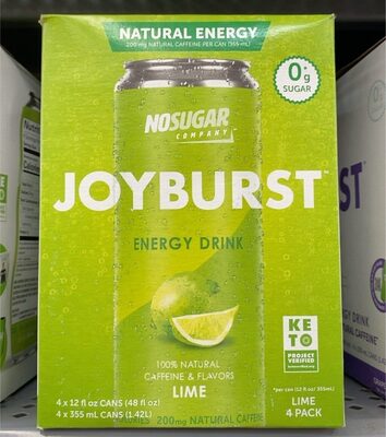 100% Natural Caffeine & Flavors Lime Energy Drink, Lime