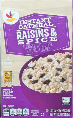 Ahold, Instant Oatmeal, Raisins & Spice, Raisins & Spice