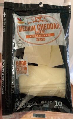 Deli Style Sliced Medium Cheddar Cheese, Medium Cheddar