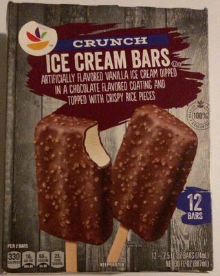 Crunch Vanilla Ice Cream Dipped In A Chocolate Flavored Coating And Topped With Crispy Rice Pieces Ice Cream Bars, Crunch Vanilla