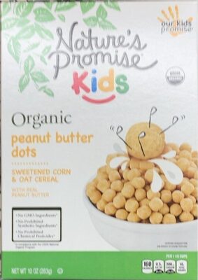 Organic Peanut Butter Dots Sweetened Corn & Oat Cereal, Peanut Butter Dots
