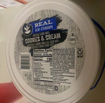 Cookies & Cream Vanilla Real Ice Cream With Chocolate Flavored Cookie Pieces, Cookies & Cream