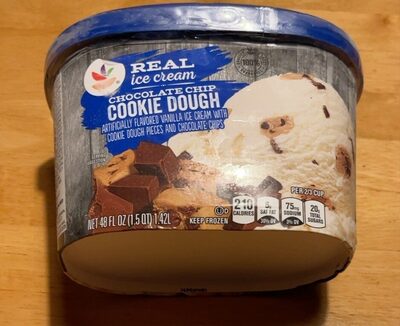 Vanilla Real Ice Cream With Cookie Dough Pieces And Chocolate Chips, Chocolate Chip Cookie Dough