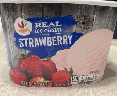 Strawberry Ice Cream With Chunks Of Strawberries, Strawberry