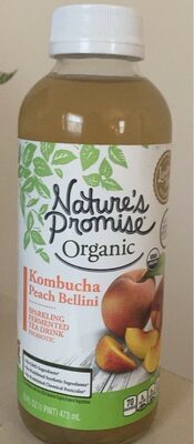 Kombucha Peach Bellini Sparkling Fermented Probiotic Tea Drink, Kombucha Peach Bellini