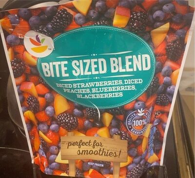 Diced Strawberries, Diced Peaches, Blueberries, Blackberries Bite Sized Blend, Diced Strawberries, Diced Peaches, Blueberries, Blackberries