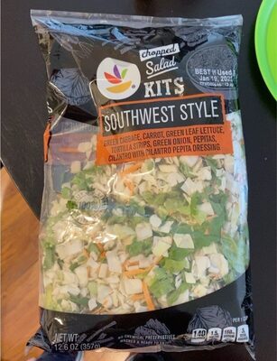 Southwest Style Green Cabbage, Carrot, Green Leaf Lettuce, Tortilla Strips, Green Onion, Pepitas, Cilantro With Cilantro Pepita Dressing Chopped Salad Kits, Southwest Style