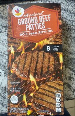 80% Lean, 2% Fat Ground Beef Patties