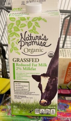 Organic Grassfed Reduced Fat Milk 2% Milkfat