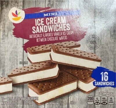 Vanilla Ice Cream Between Chocolate Wafers Mini Ice Cream Sandwiches, Vanilla