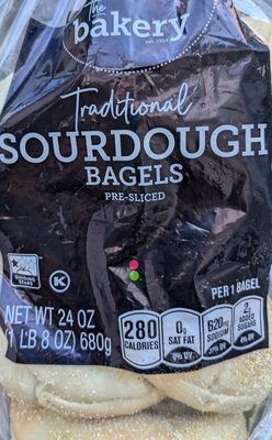 Traditional Sourdough Pre-Sliced Bagels, Traditional Sourdough