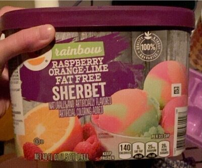 Rainbow Raspberry Orange-Lime Fat Free Sherbet, Rainbow