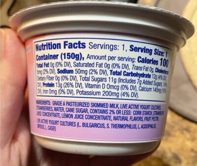 Strawberry Blended Nonfat Greek Strained Yogurt, Strawberry