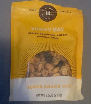 Peanuts, Banana Chips, Cashews, Pineapple, Mango Sunny Day Super Snack Mix, Peanuts, Banana Chips, Cashews, Pineapple, Mango