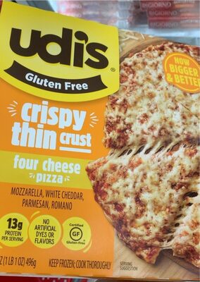 Four Cheese Mozzarella, White Cheddar, Parmesan, Romano Crispy Thin Crust Pizza, Four Cheese