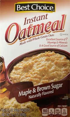 Maple & Brown Sugar Flavored Instant Oatmeal, Maple & Brown Sugar