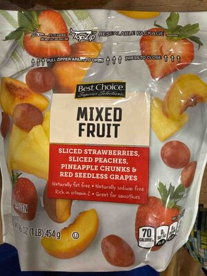 Mixed Fruit Sliced Strawberries, Sliced Peaches, Pineapple Chunks & Red Seedless Grapes, Mixed Fruit